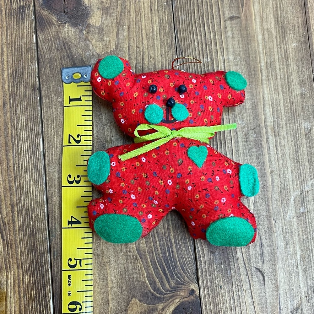 Vintage 1983 Giftco plush teddy bear Christmas tree ornament